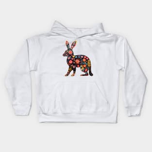 Abstract Floral Rabbit Silhouette Kids Hoodie